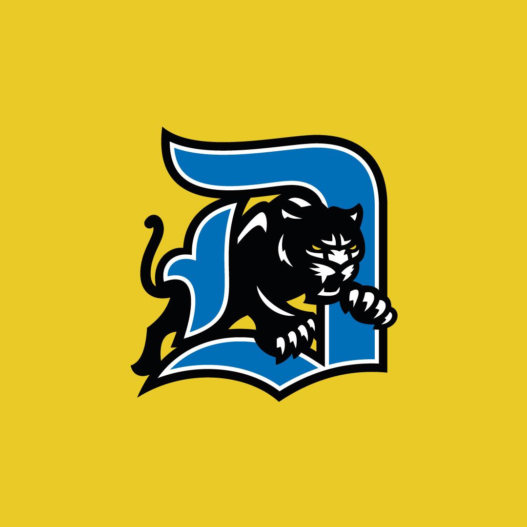Dynamic letter “D” monogram with panther mascot — a fusion of typography and sports logo design