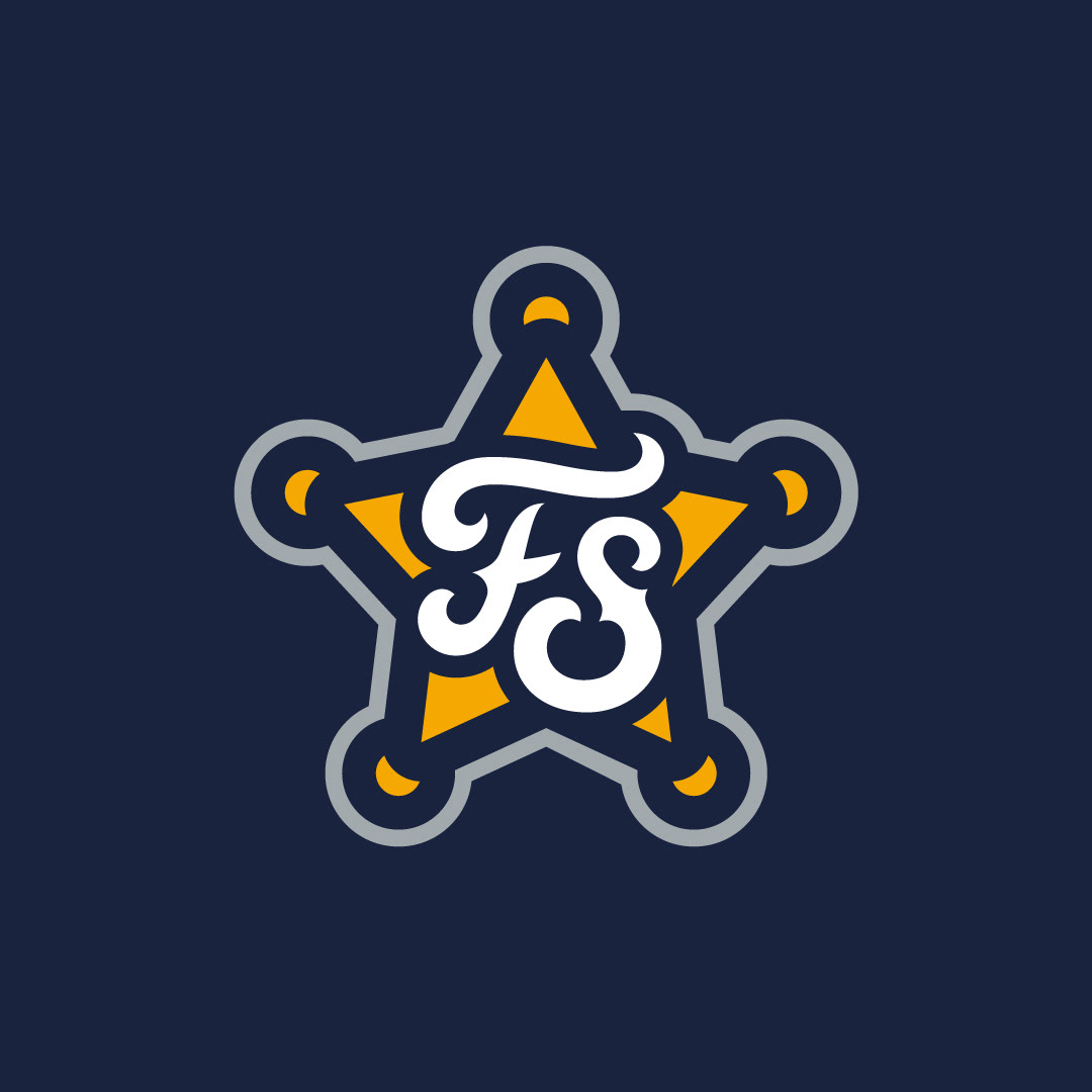 Sheriff star emblem with custom lettering, blending vintage western style and sports branding
