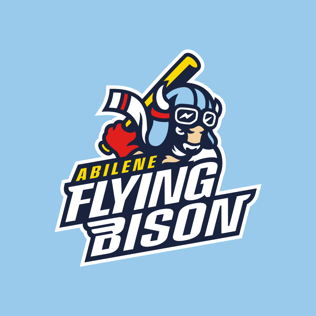 Flying Bison team logo — dynamic mascot combining strength and motion in baseball identity