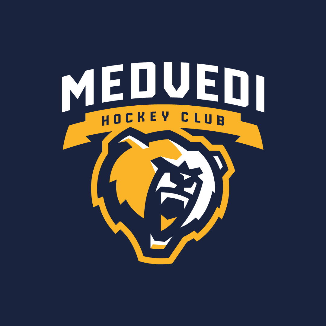 Hockey club logo featuring a roaring bear — bold and powerful mascot identity