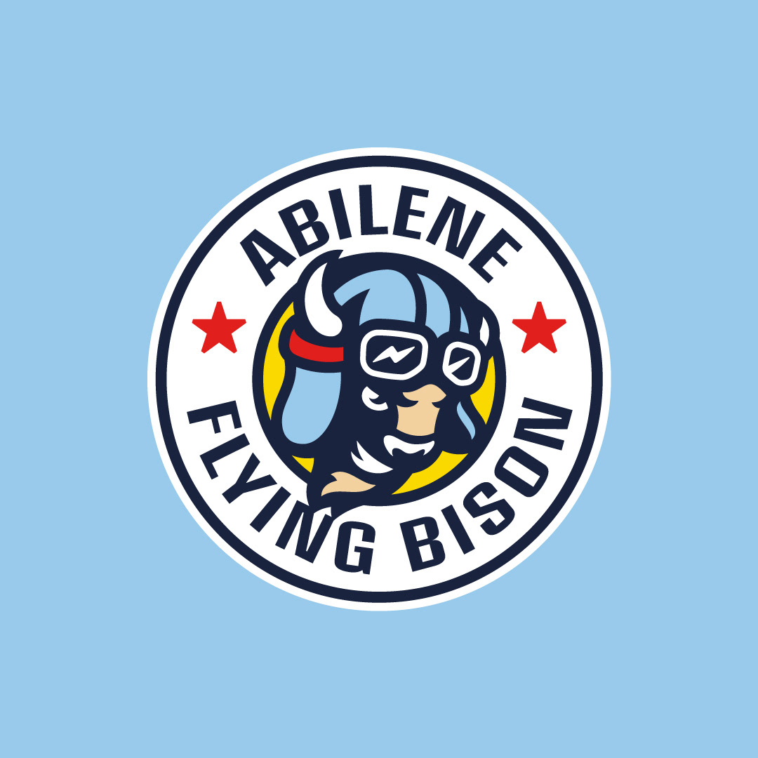 Flying Bison alternate logo, playful circular badge with bold vintage character