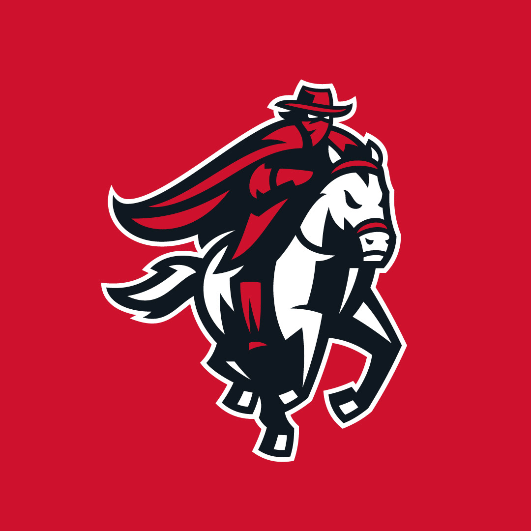 Horse rider mascot logo. Aggressive and dynamic symbol for competitive team branding
