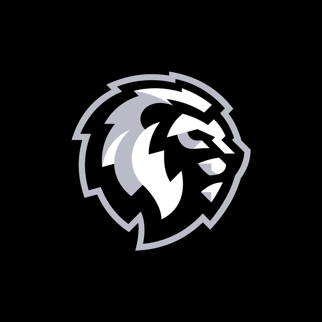 Lion head logo design. Classic sports branding icon representing courage and leadership