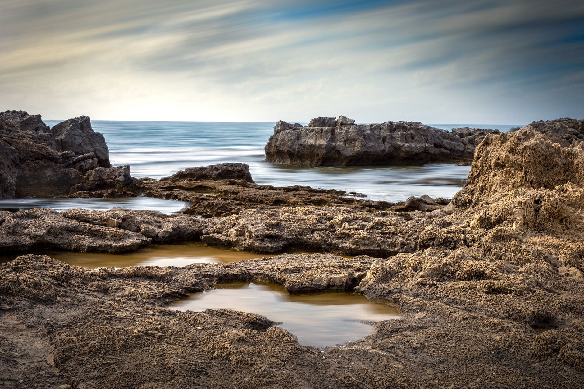 Habonim Beach rocks and sea