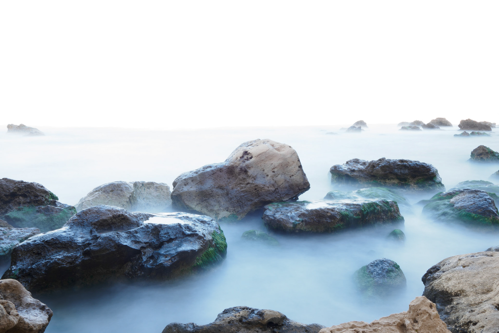 The sea and the rocks during sunrise