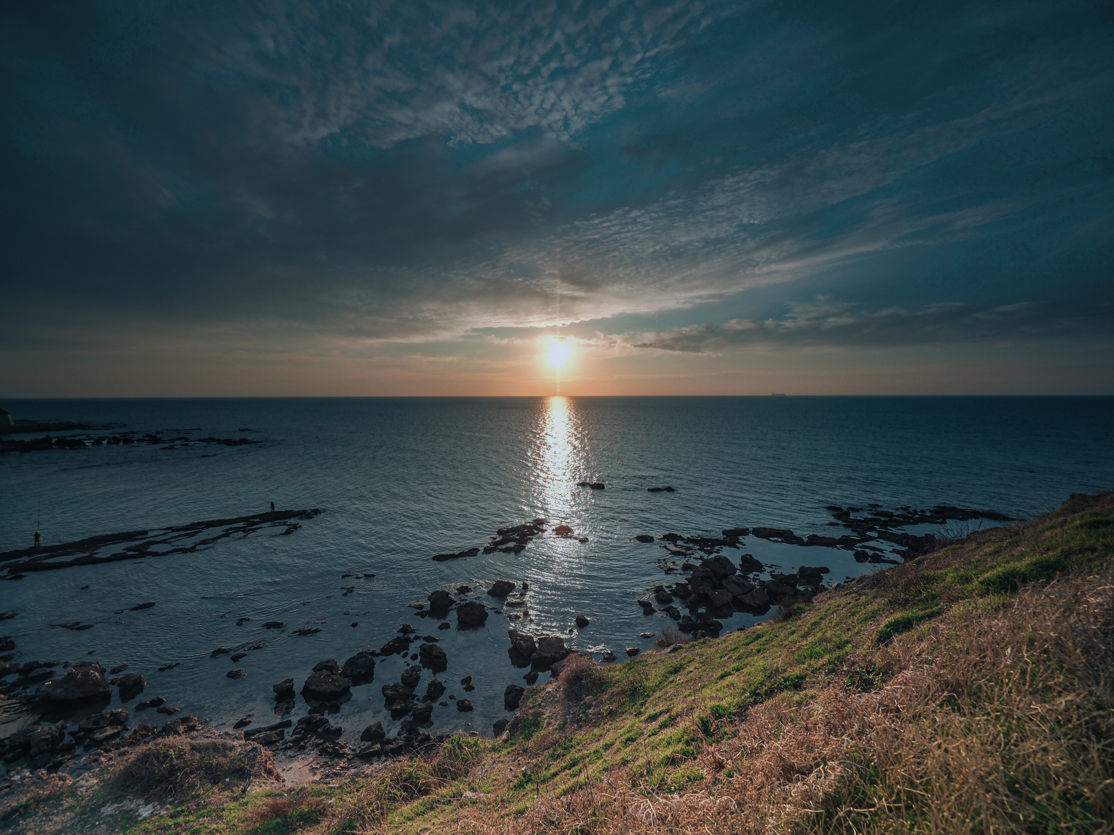 Sun set in Olga beach next to Kfar Haayam