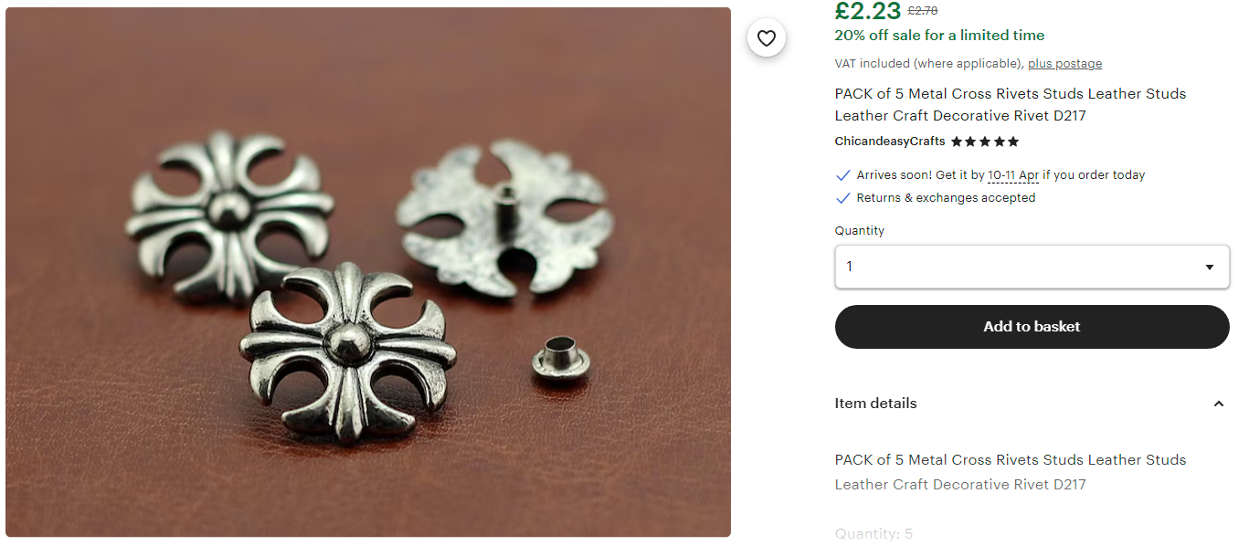 https://www.etsy.com/uk/listing/602140844/pack-of-5-metal-cross-rivets-studs?ga_order=most_relevant&ga_search_type=all&ga_view_type=gallery&ga_search_query=decorative+rivets&ref=sr_gallery-1-34&pro=1&content_source=8301b1886f4b4e3c090672975fe6a52b00ef7cdd%253A602140844&organic_search_click=1