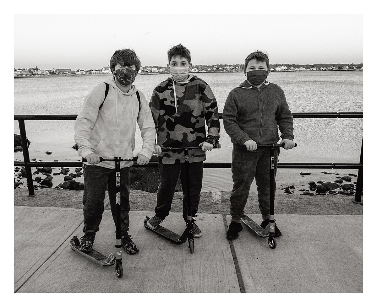 Three Boys with Scooters