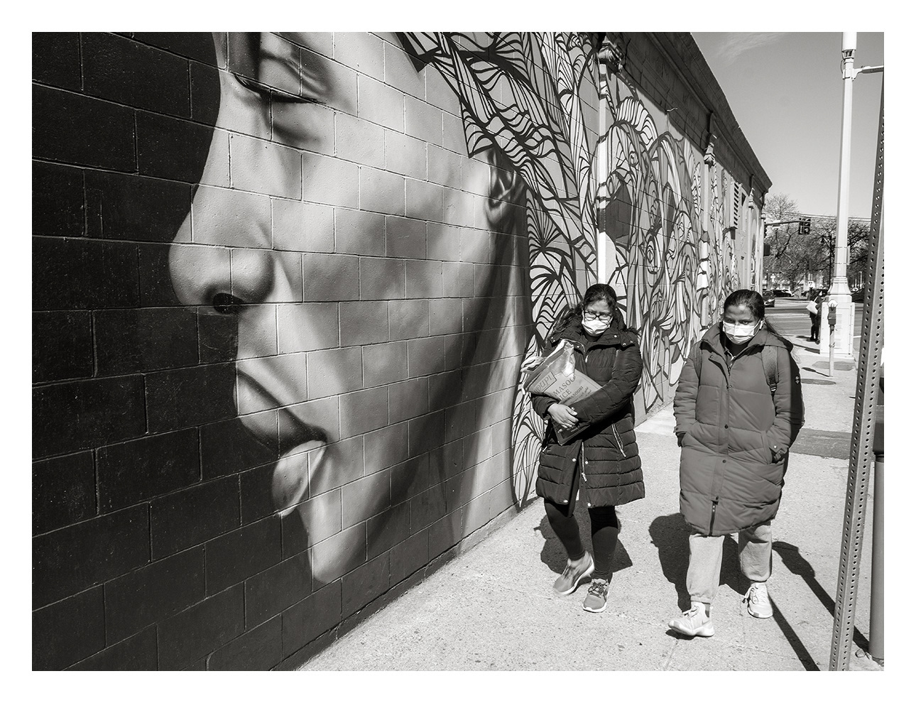 Two Ladies and Mural, Forsyth St, Boston