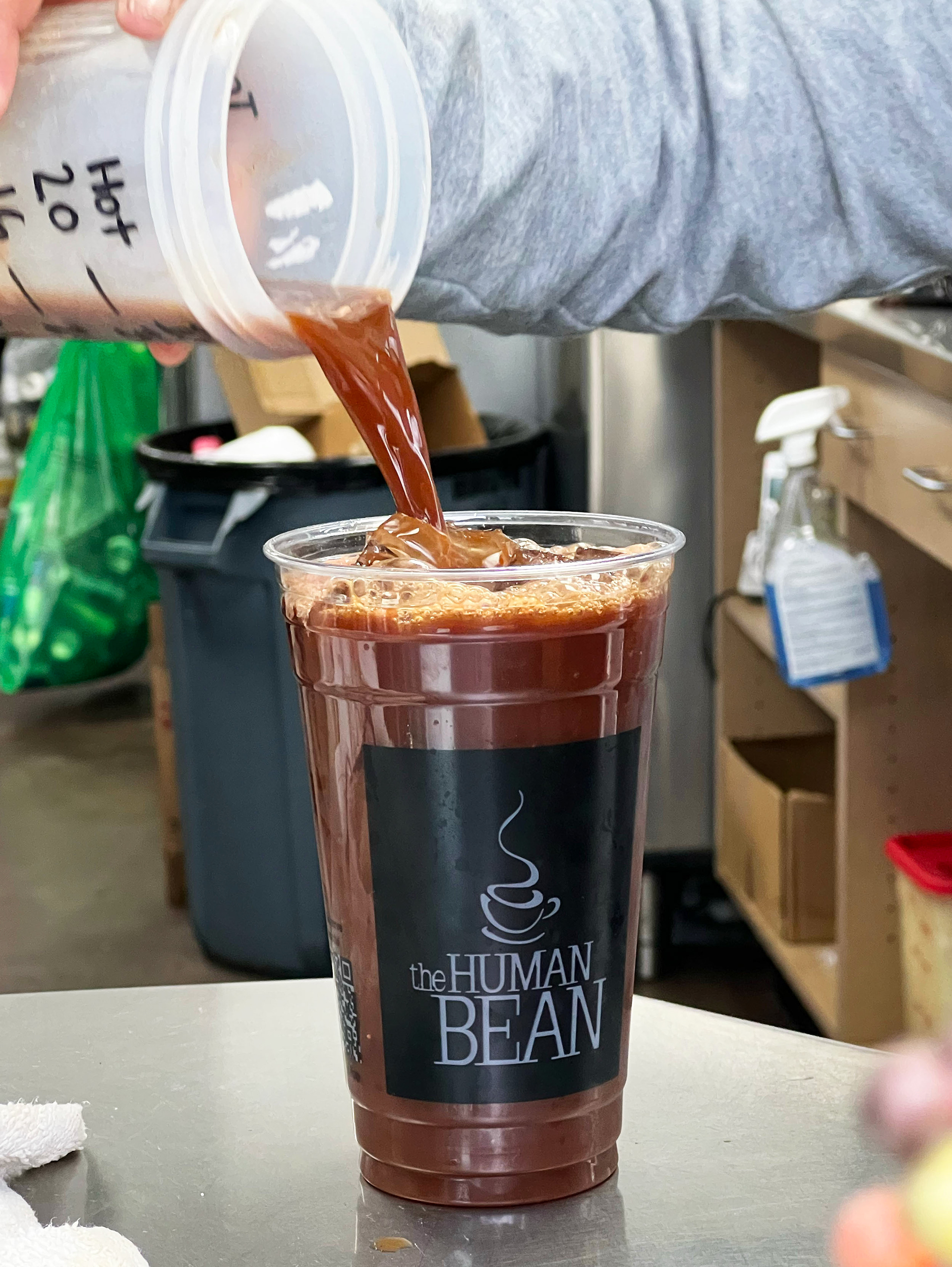 What makes The Human Bean stand out from competing coffee chains is their use of syrups. The syrups give drinks like this coffee a unique and flavorful taste, customized to each customers tastebuds.