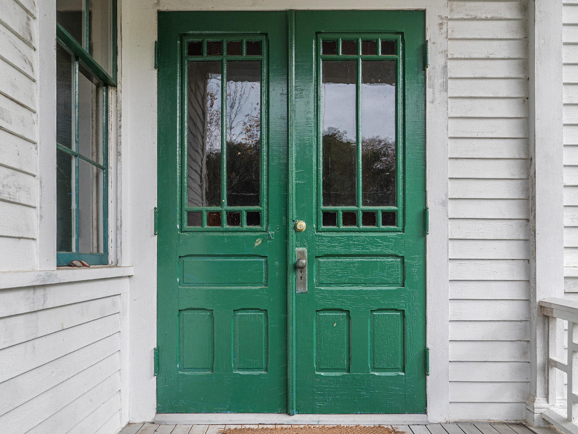 Green Door, what's that secret you're keeping? Door of the Hubbardston Historical Society in Massachusetts.