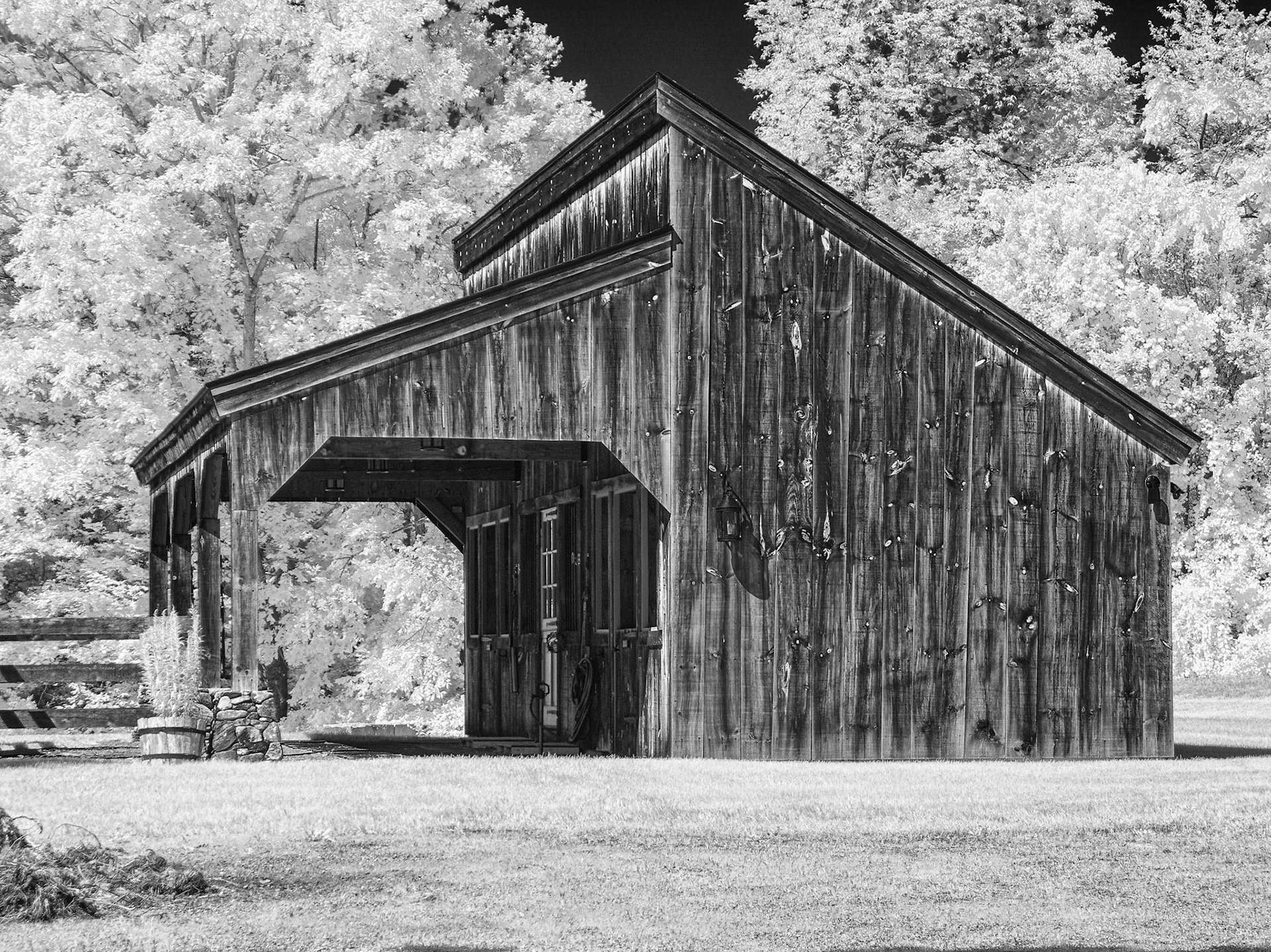 Weathered barn on an August afternoon