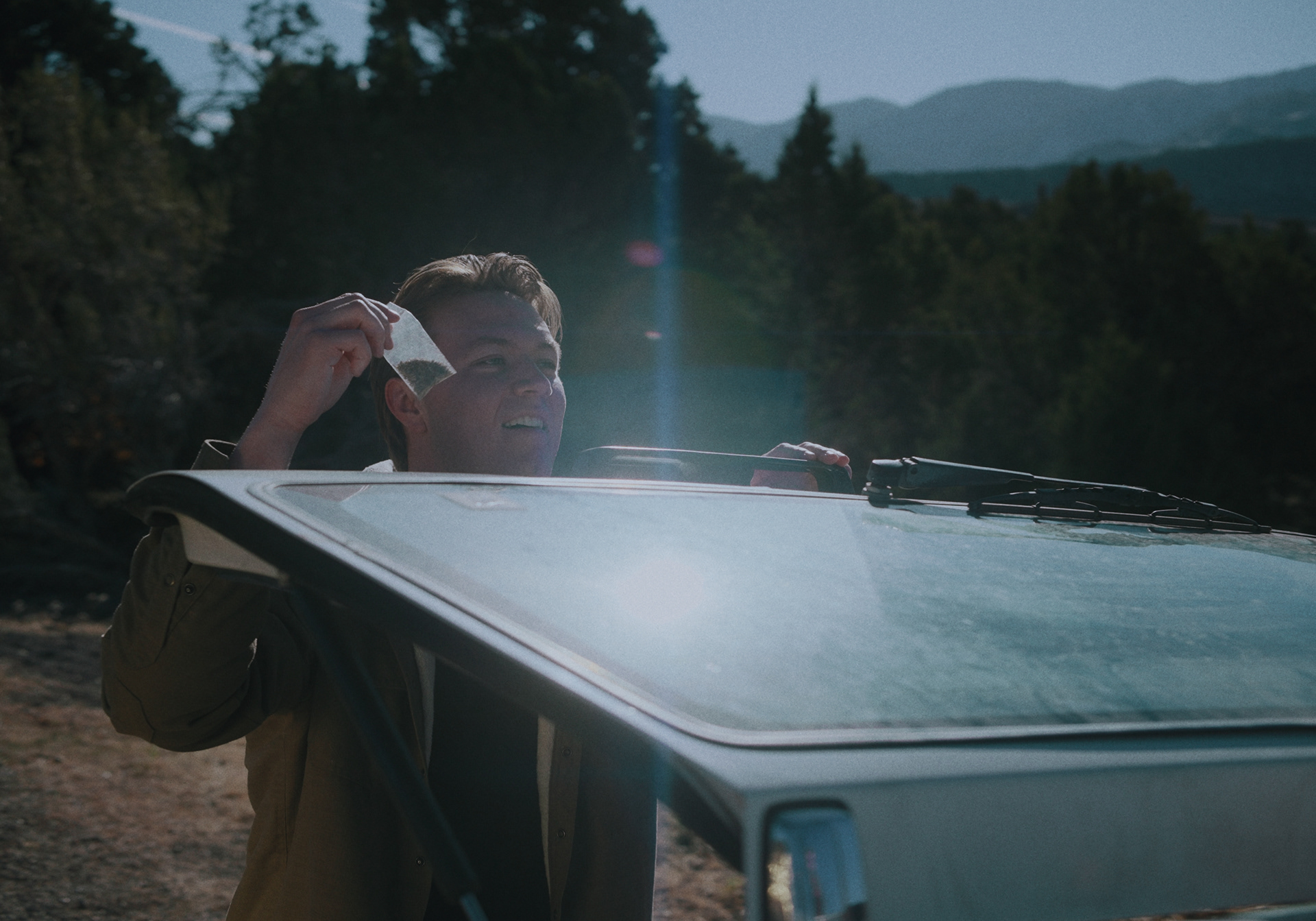 Vertical lens flairs from the off-axis Viltrox Epic Anamorphic Lenses