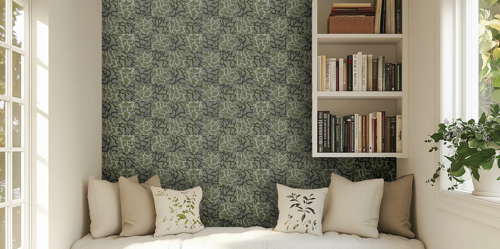 Digital Print, Animal Textured Sage Green Wallpaper