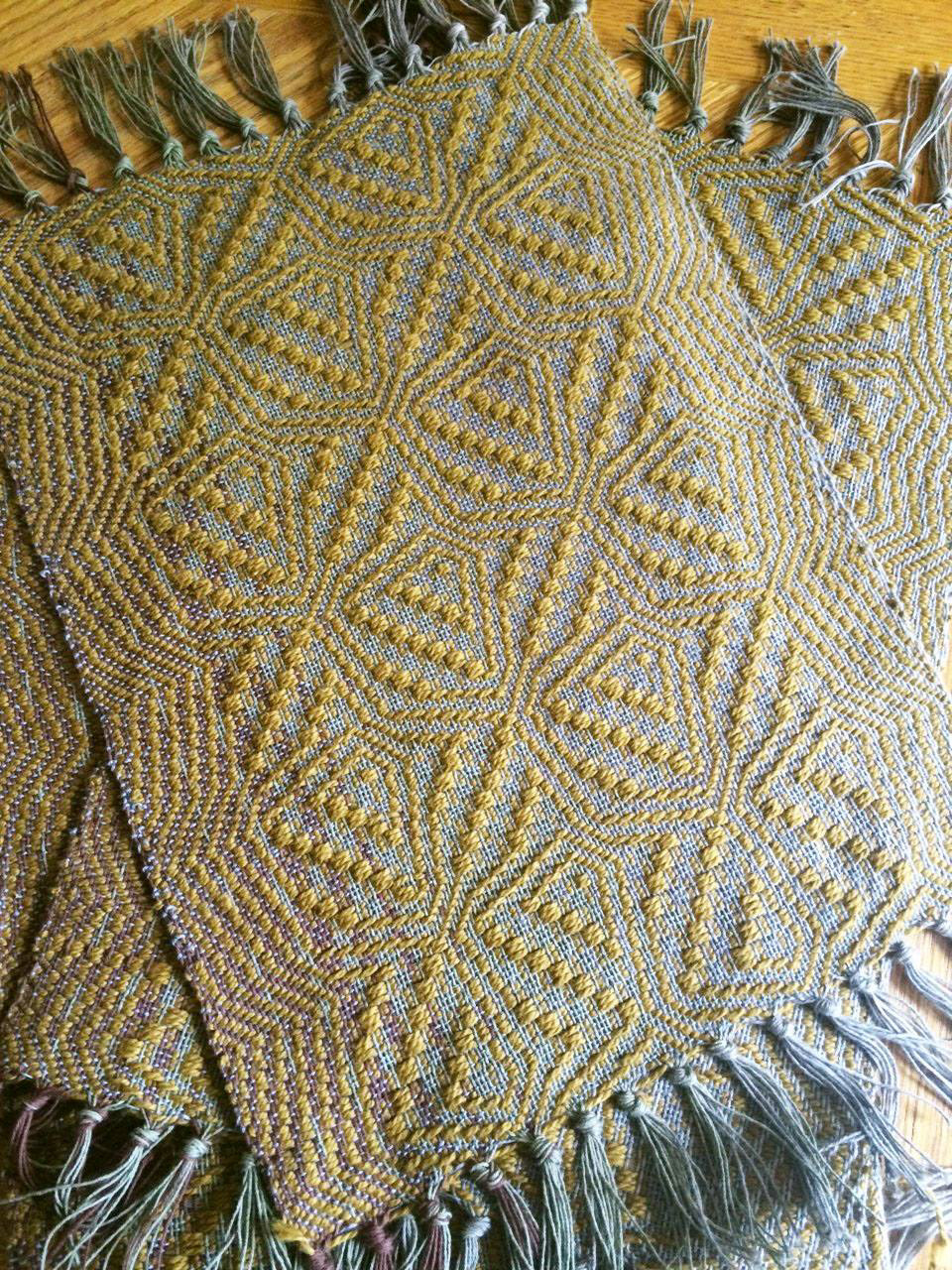 Handwoven Jitterbug Placemat, Ochre Yellow