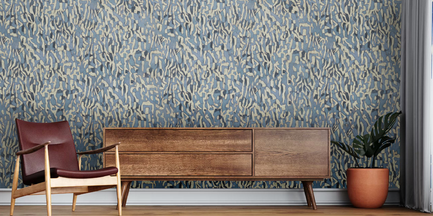 Tribal pattern, Slate Blue, Wallpaper Repeat