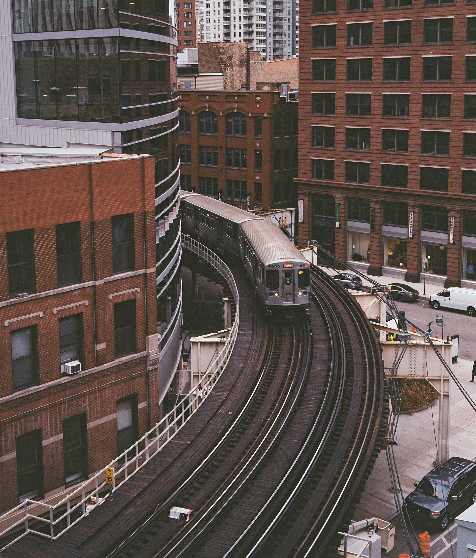 Downtown Chicago, Kenzie - 2023; Fuji GW690iii; Portra 400