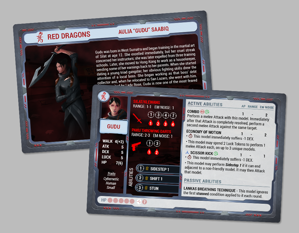 Red Dragons Faction Character Cards Graphic and Layout Design