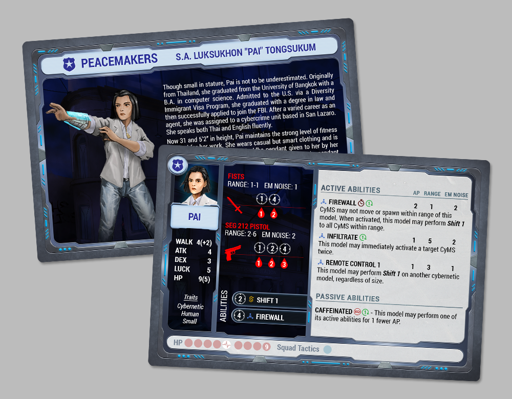 Peacemakers Faction Character Cards Graphic and Layout Design