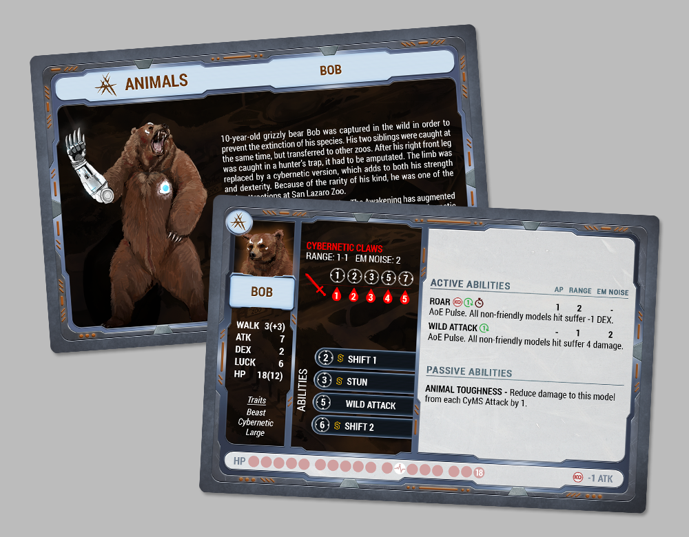 Animals Faction Character Cards Graphic and Layout Design