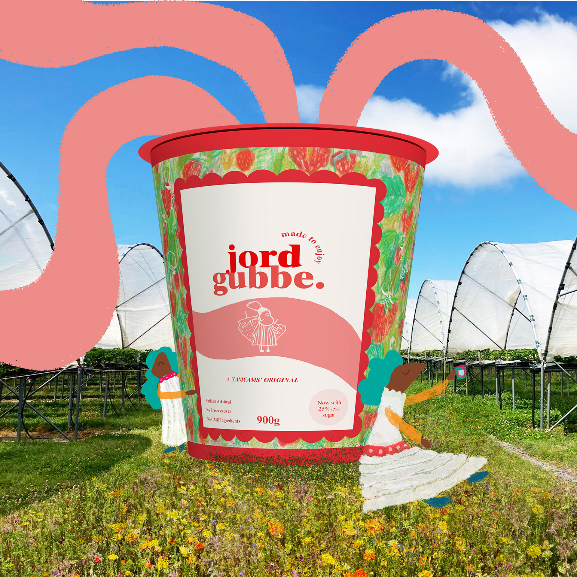 Jordgubbe - Packaging design for Strawberry yoghurt