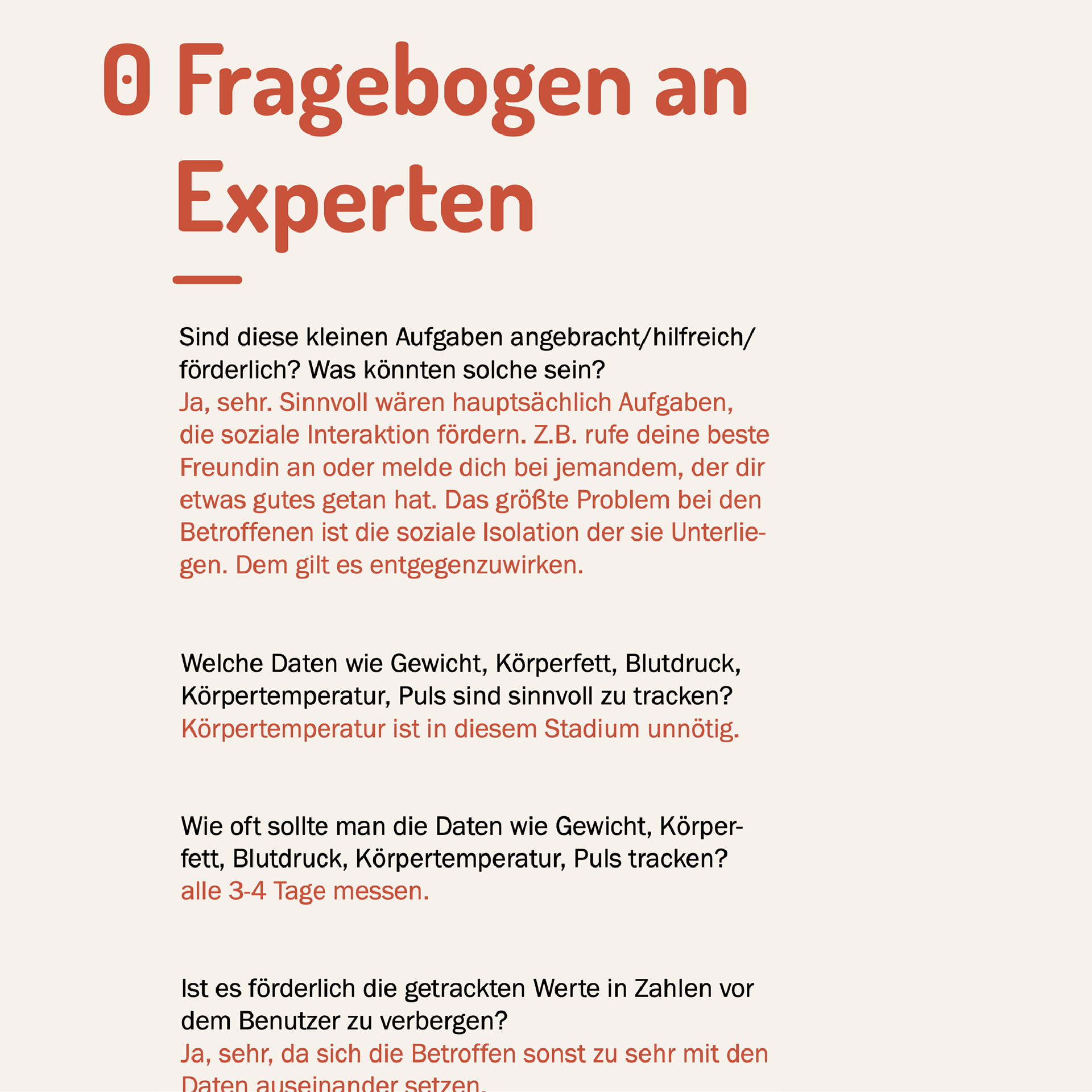 Fragebogen für Psychologen (Ausschnitt)