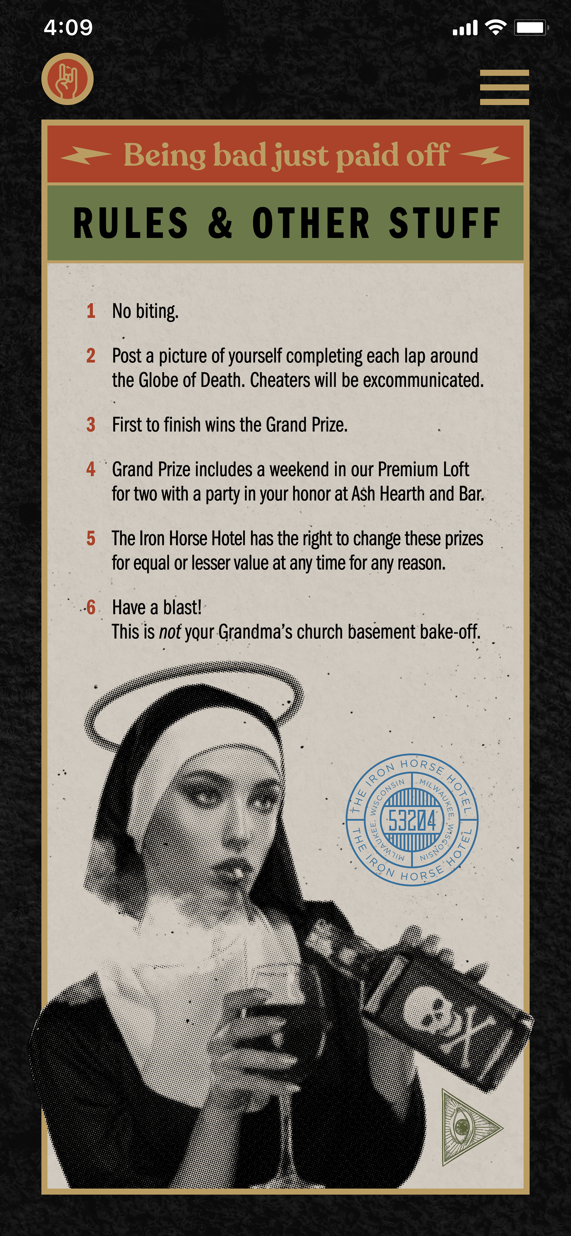 app rules & regulations screen
