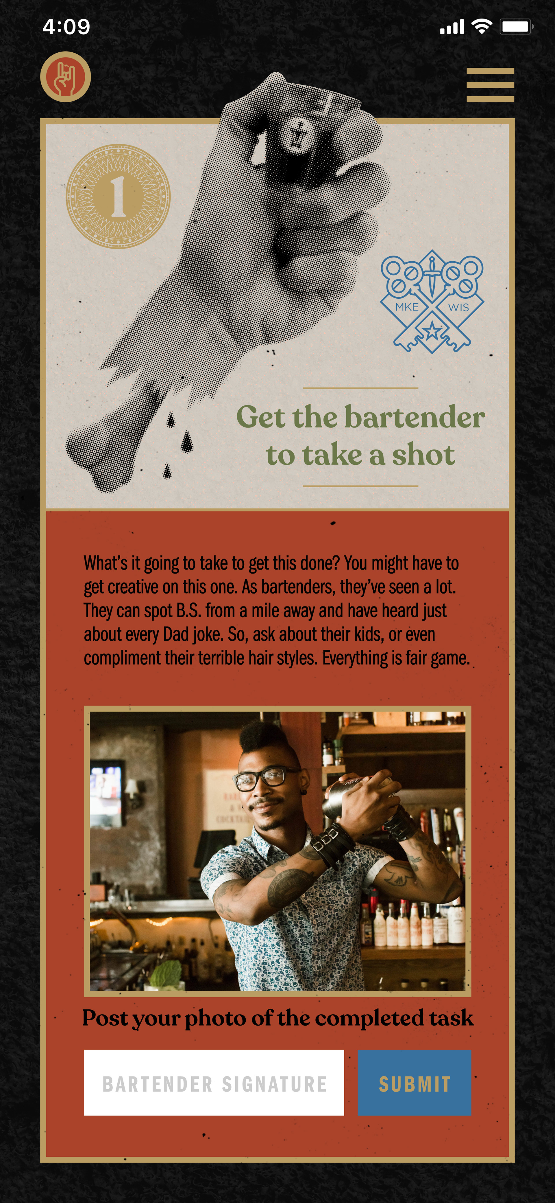 app challenge completion screen