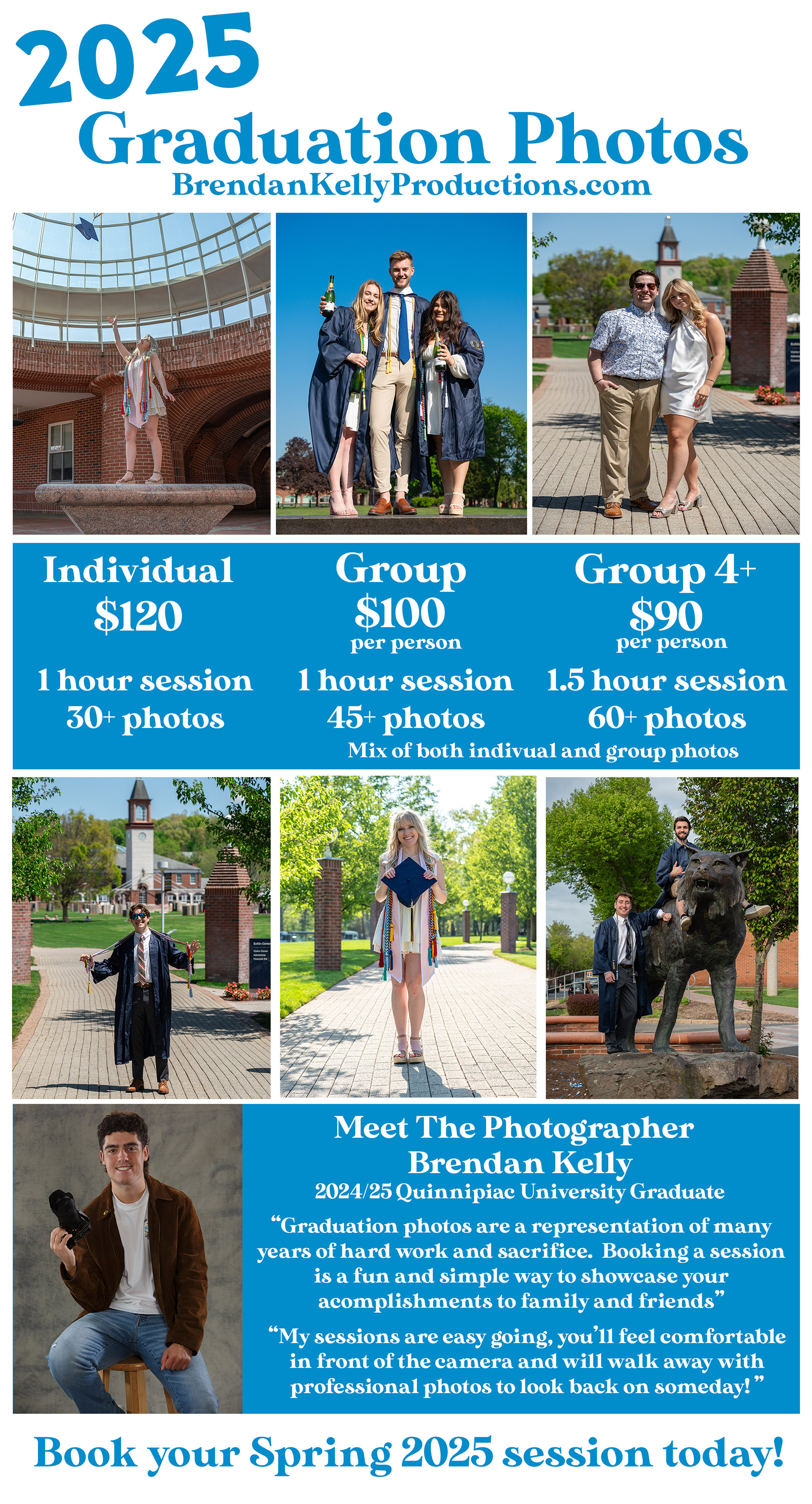 2025 College Graduation Photographer at Quinnipiac University, UConn, Fairfield, Monmouth