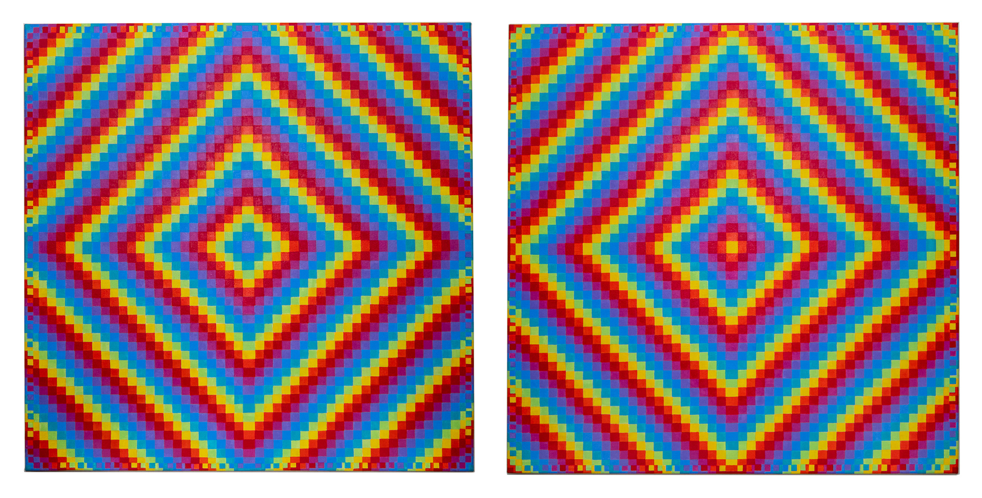 Open Closed Diptych, 2024, Acrylic  on canvas, 76 x 76 cm each, POA
