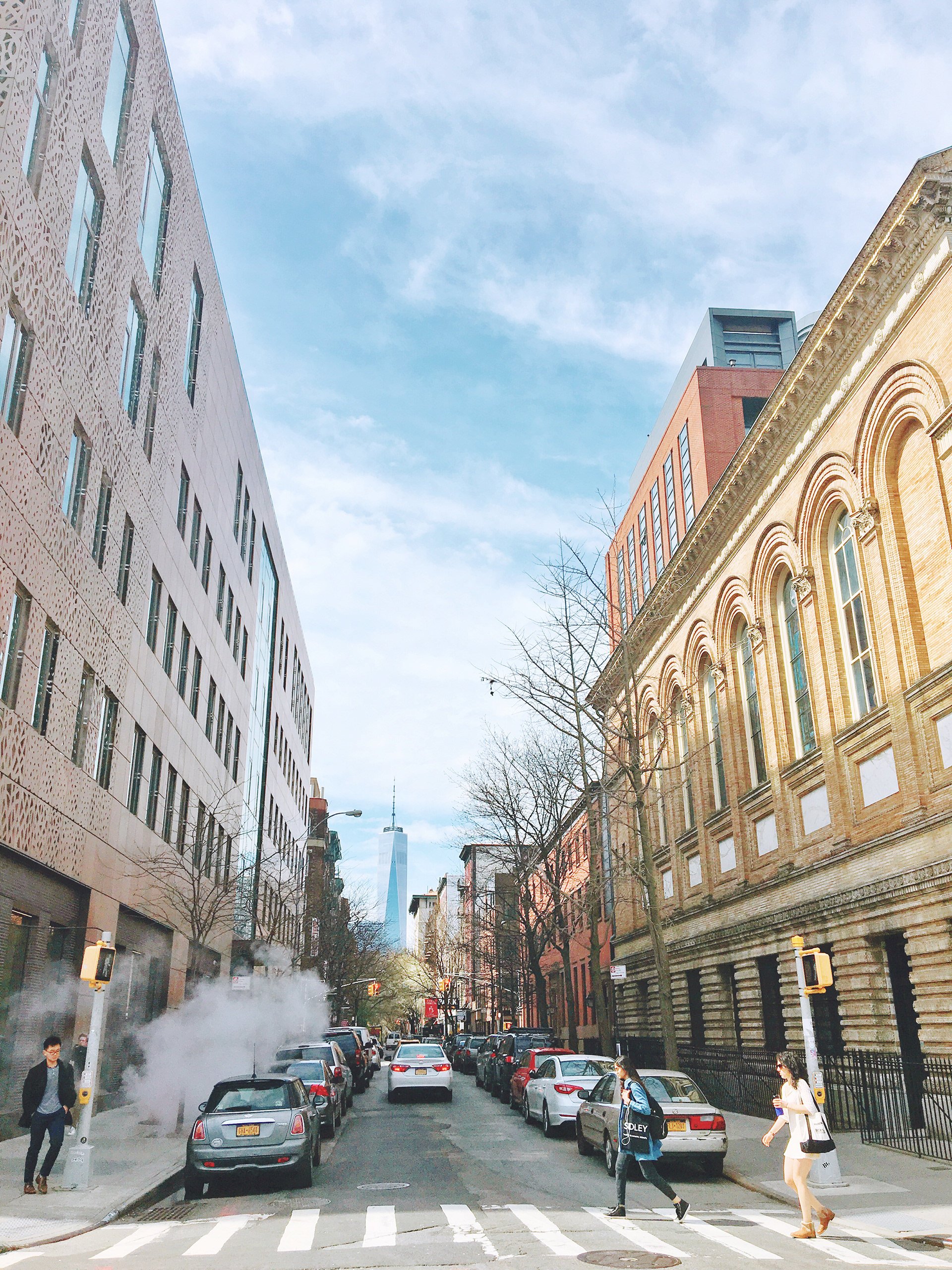 A street between two NYU buildings