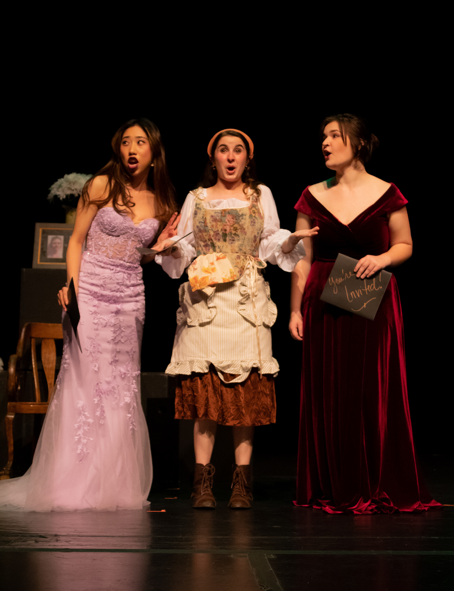 Maguelonne (Ayako Miyauchi), Cinderella (Caroline Derango) and Armelinde (Addison Abramsen) in Cendrillon