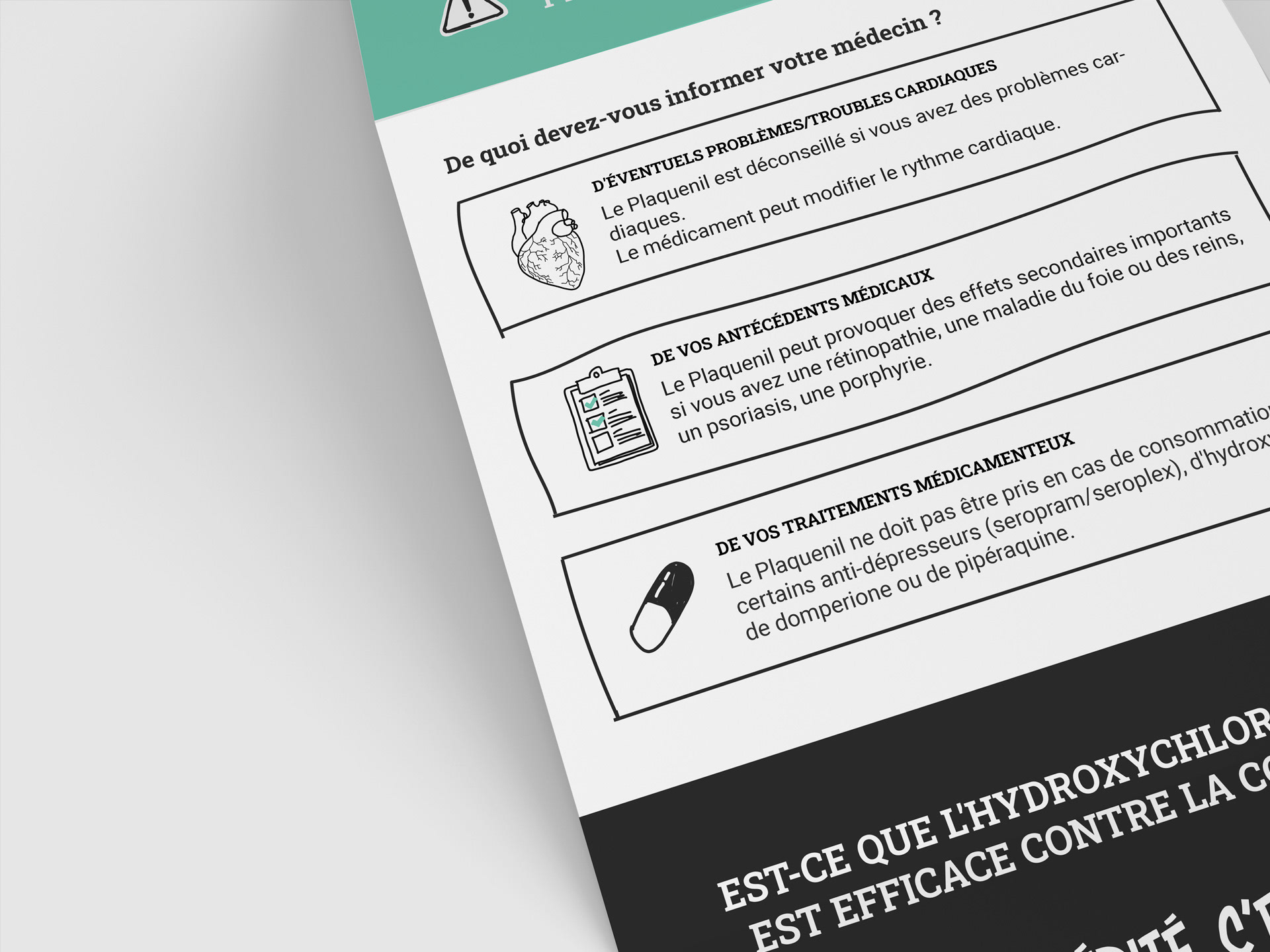 Gros plan de l'infographie sur l'Hydroxychloroquine - Collectif Kezacovi19