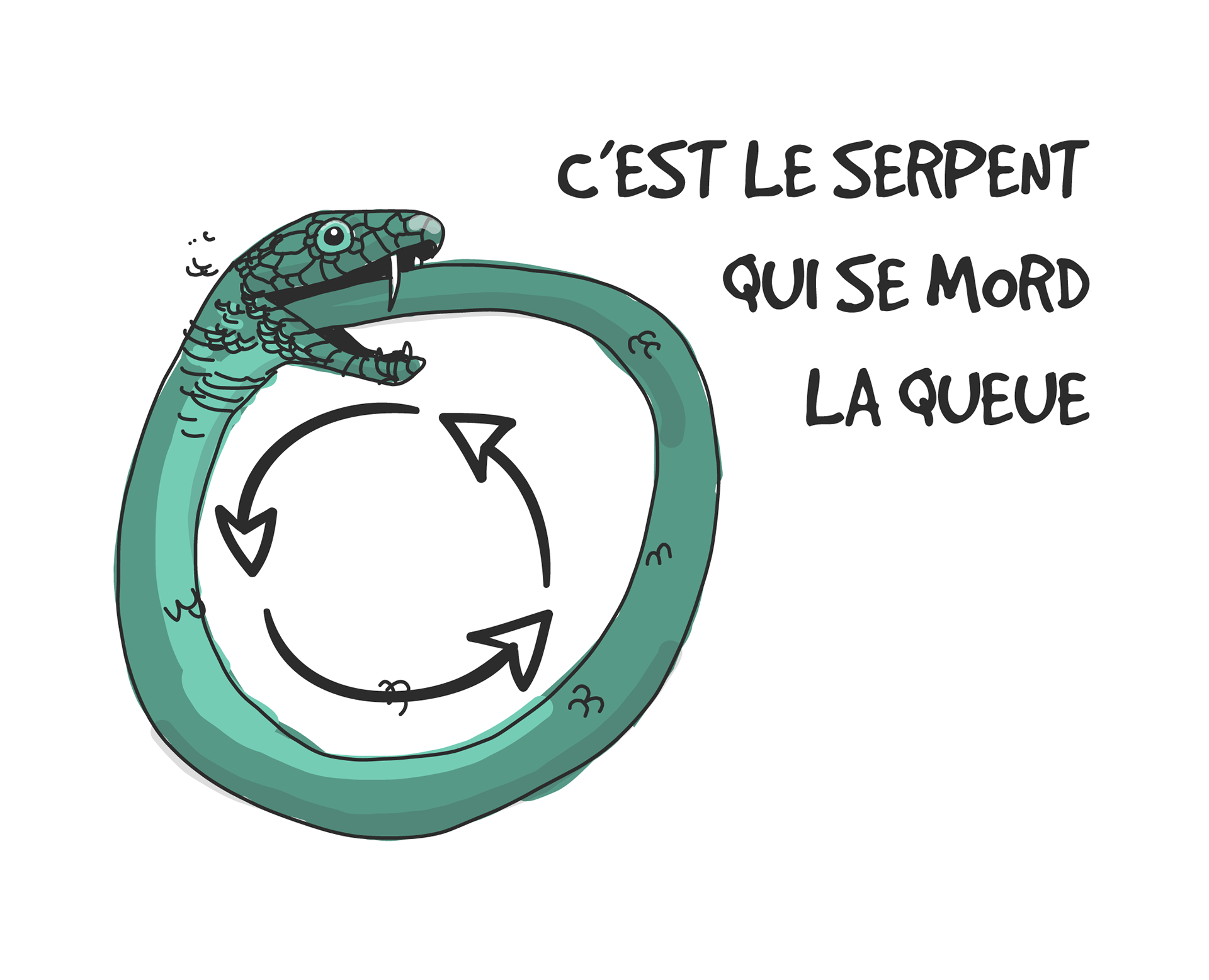 Serpent qui se mord la queue / Infographie sur les différents tests Covid19 - Collectif Kezacovid19