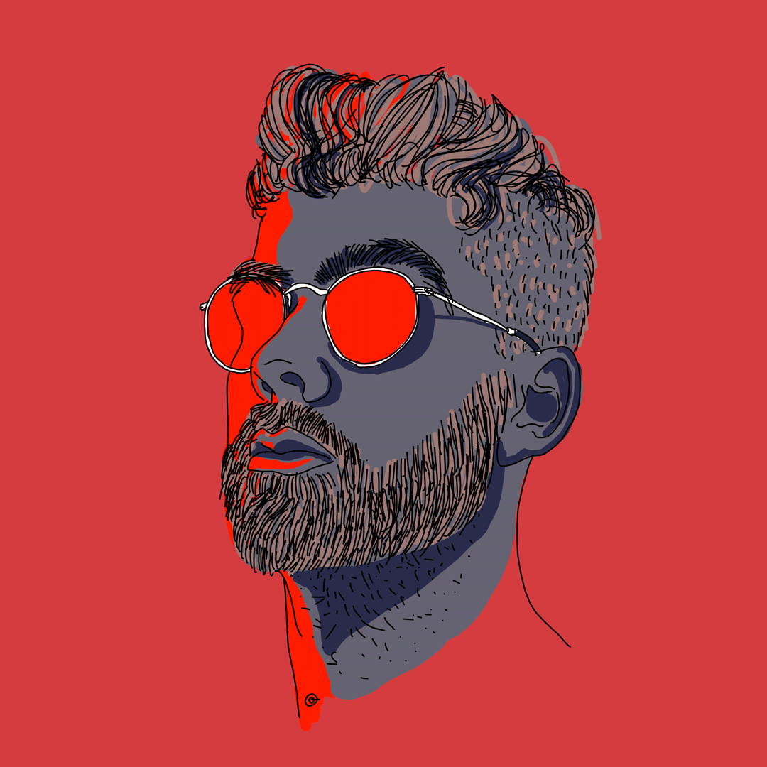 Hipster barbu à lunettes