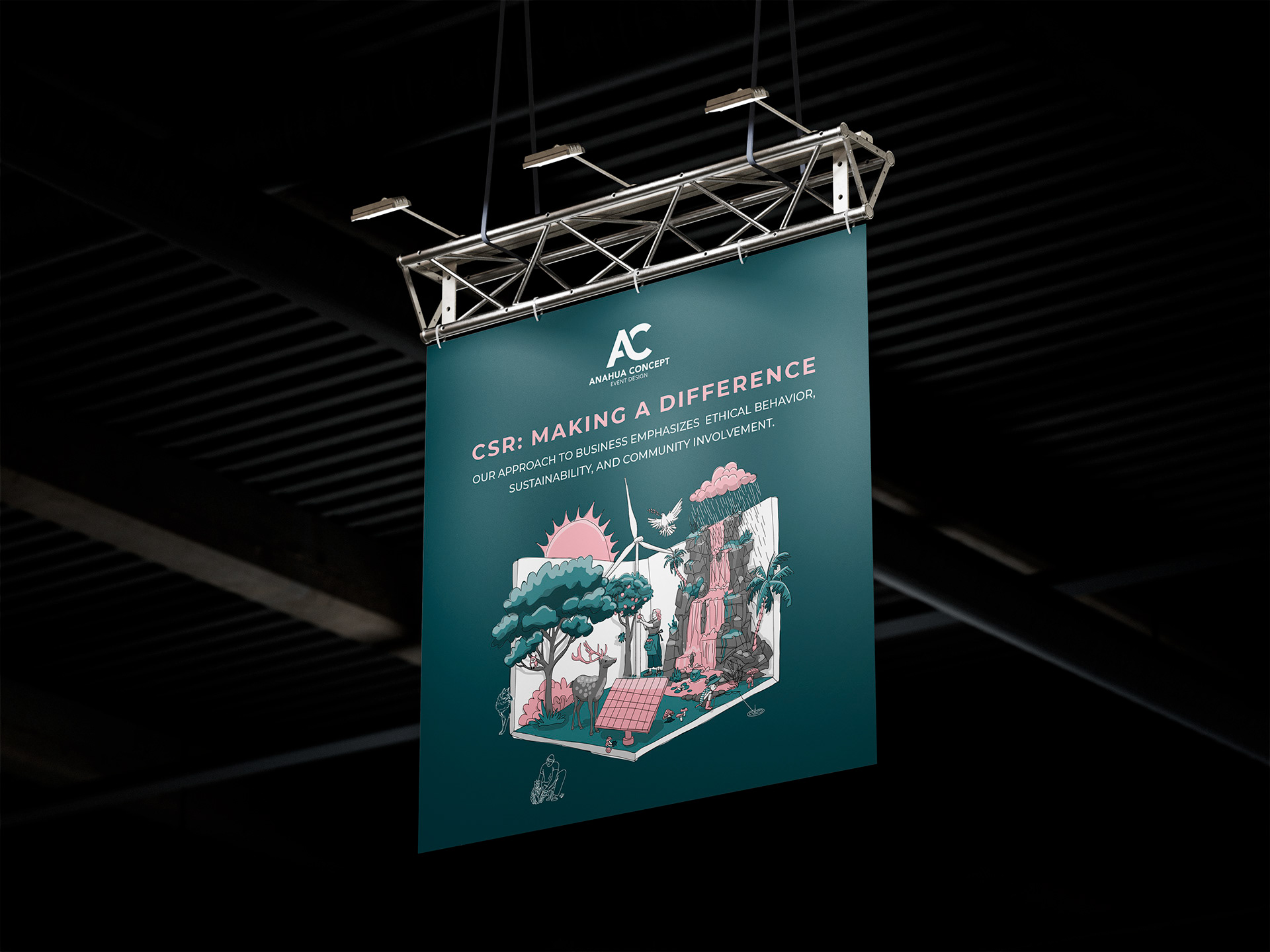 Mise en situtation fictive / Illustrations pour stand Anahua Concept
