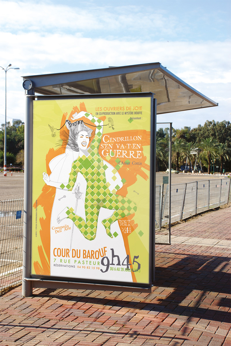 Affiche spectacle " Cendrillon s'en va-t-en-guerre "