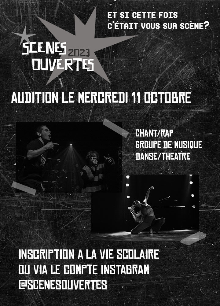 Affiche pour les auditions d'un évènement lycéen culturel