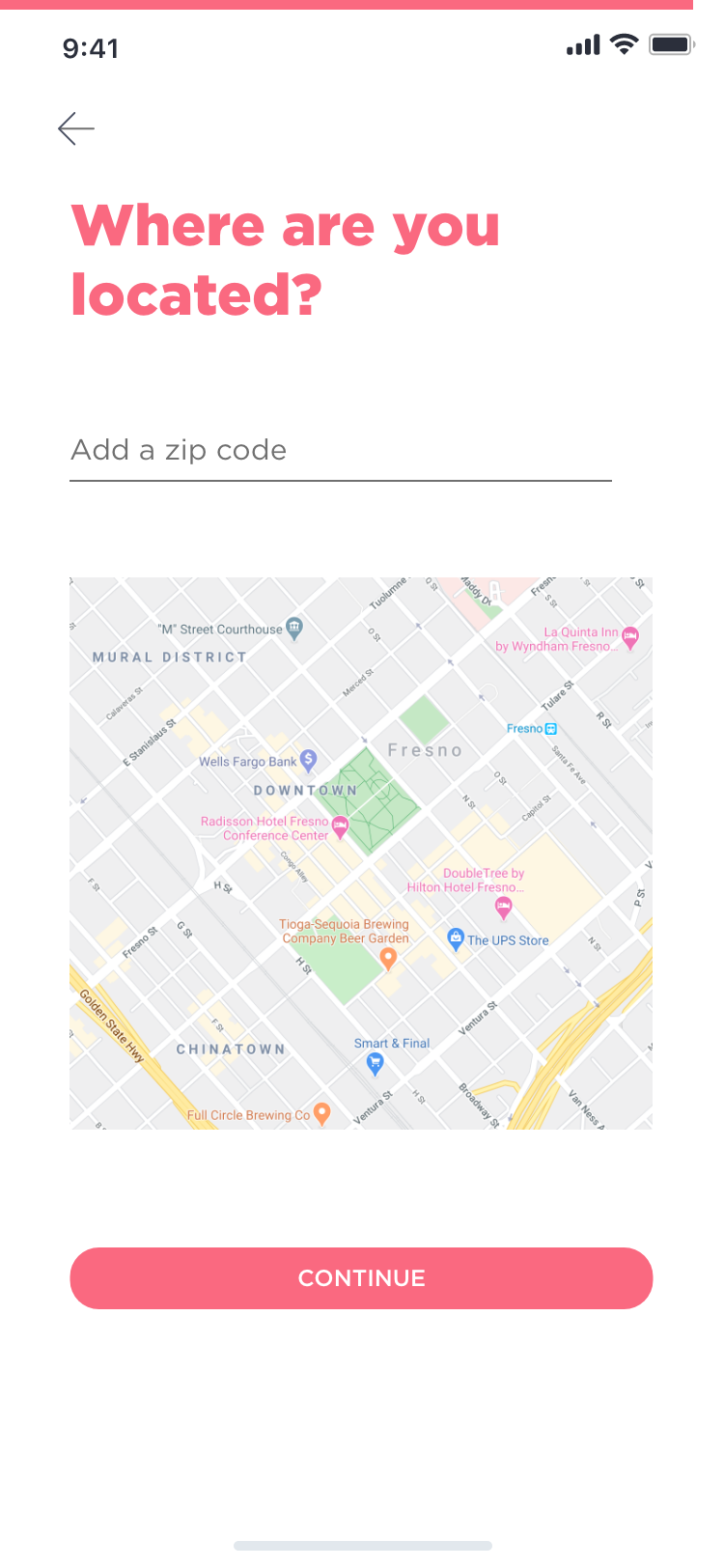 Onboarding - Setting location