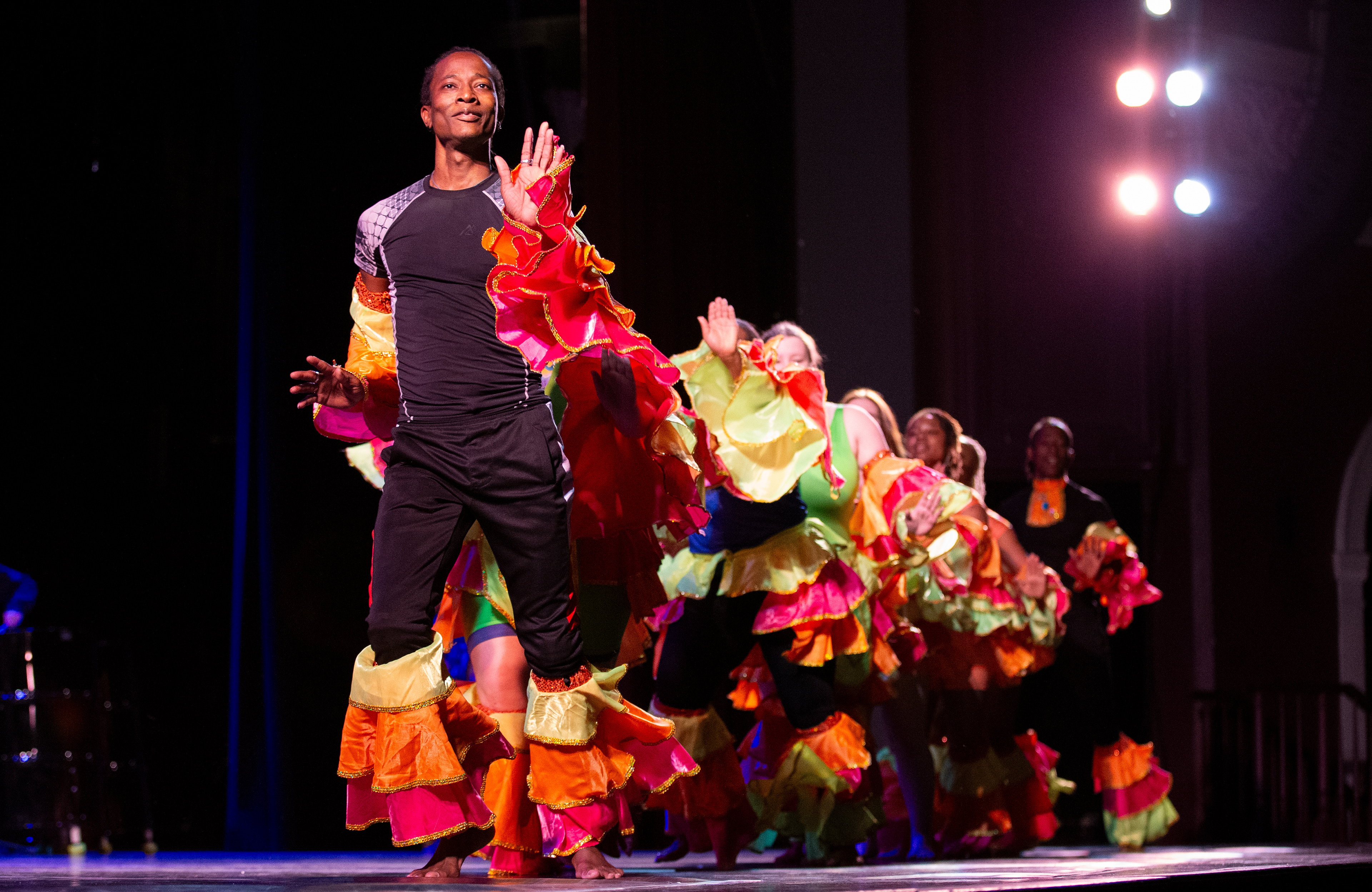 The School of Dance rehearses the Carribean dance portion of The World Music and Dance Concert in Templeton Blackburn Memorial Auditorium, April 4, 2024, in Athens.
