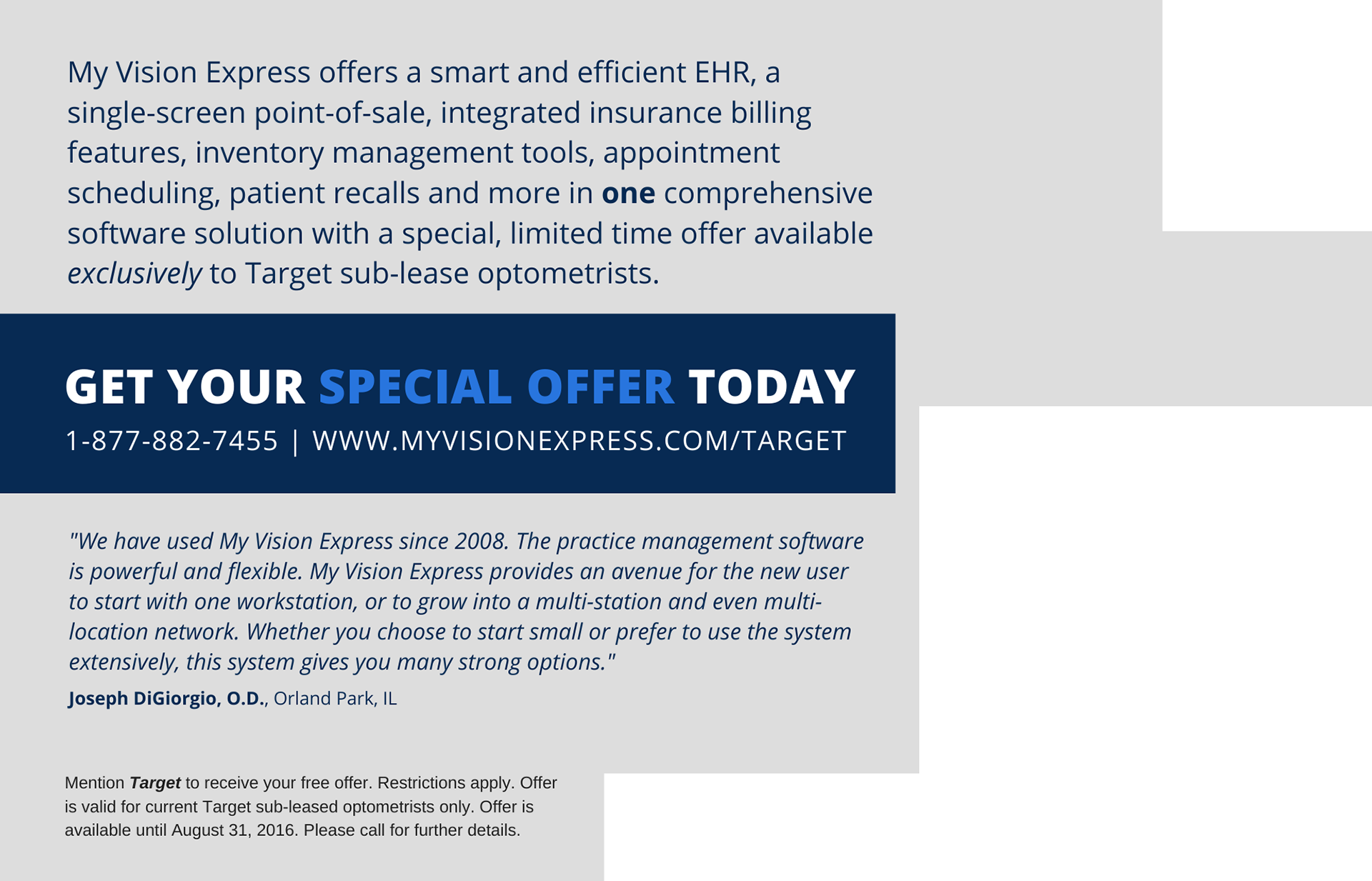 My Vision Express (Sightview Software) | Oversized Postcard - reverse