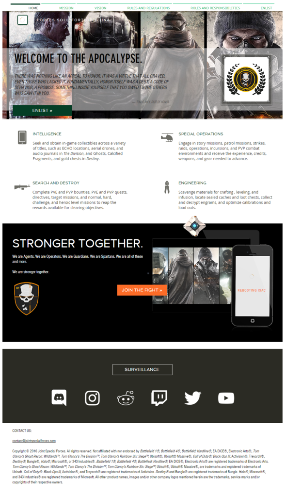 Joint Special Forces (JTF) | Website (UI/UXD/IA/IxD/WebDev/Graphic Design/Copywriting/Social Media)