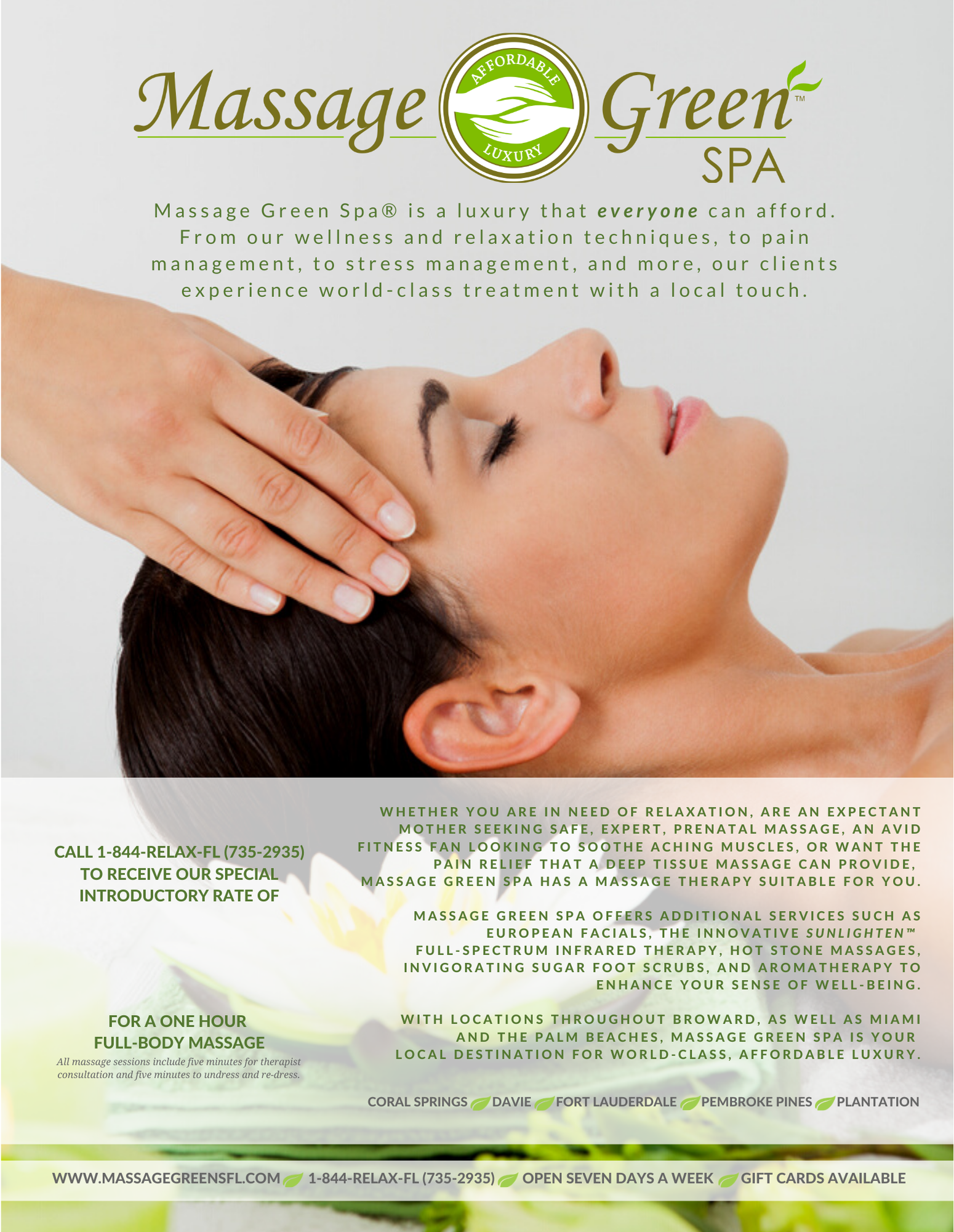 Massage Green Spa | Broward Life Magazine Ad