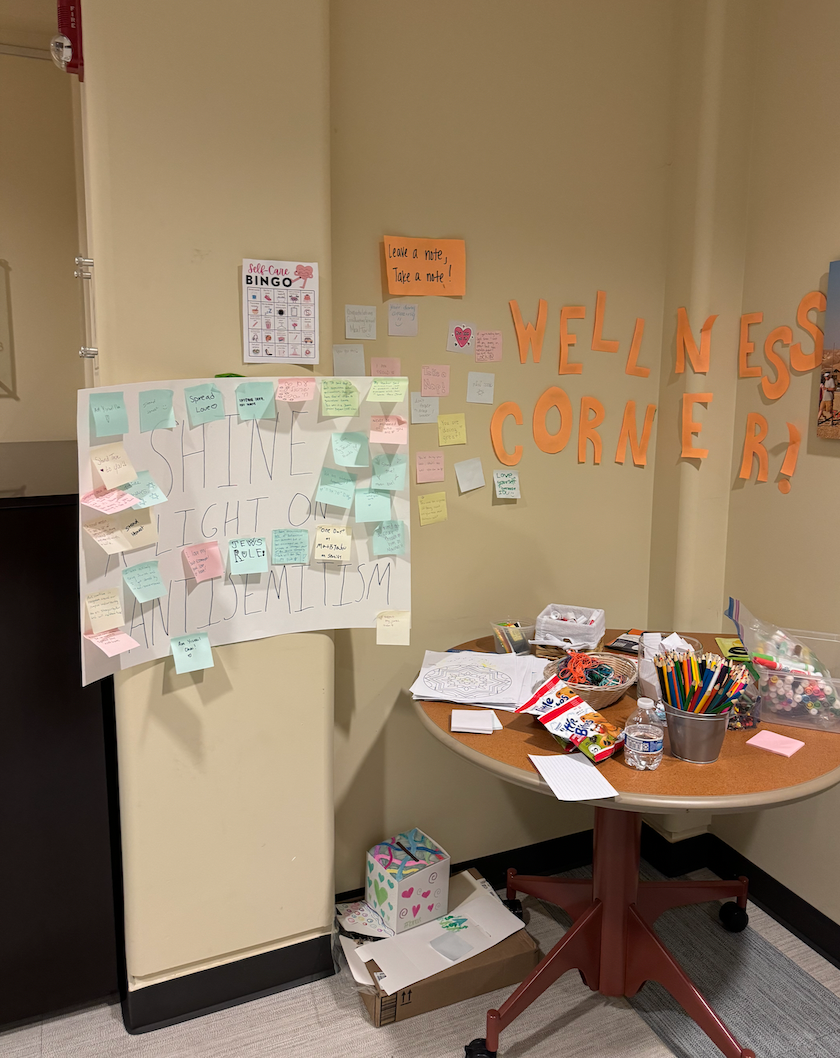 StandWithUs Tabling poster added to Hillel common room (December 2024)
