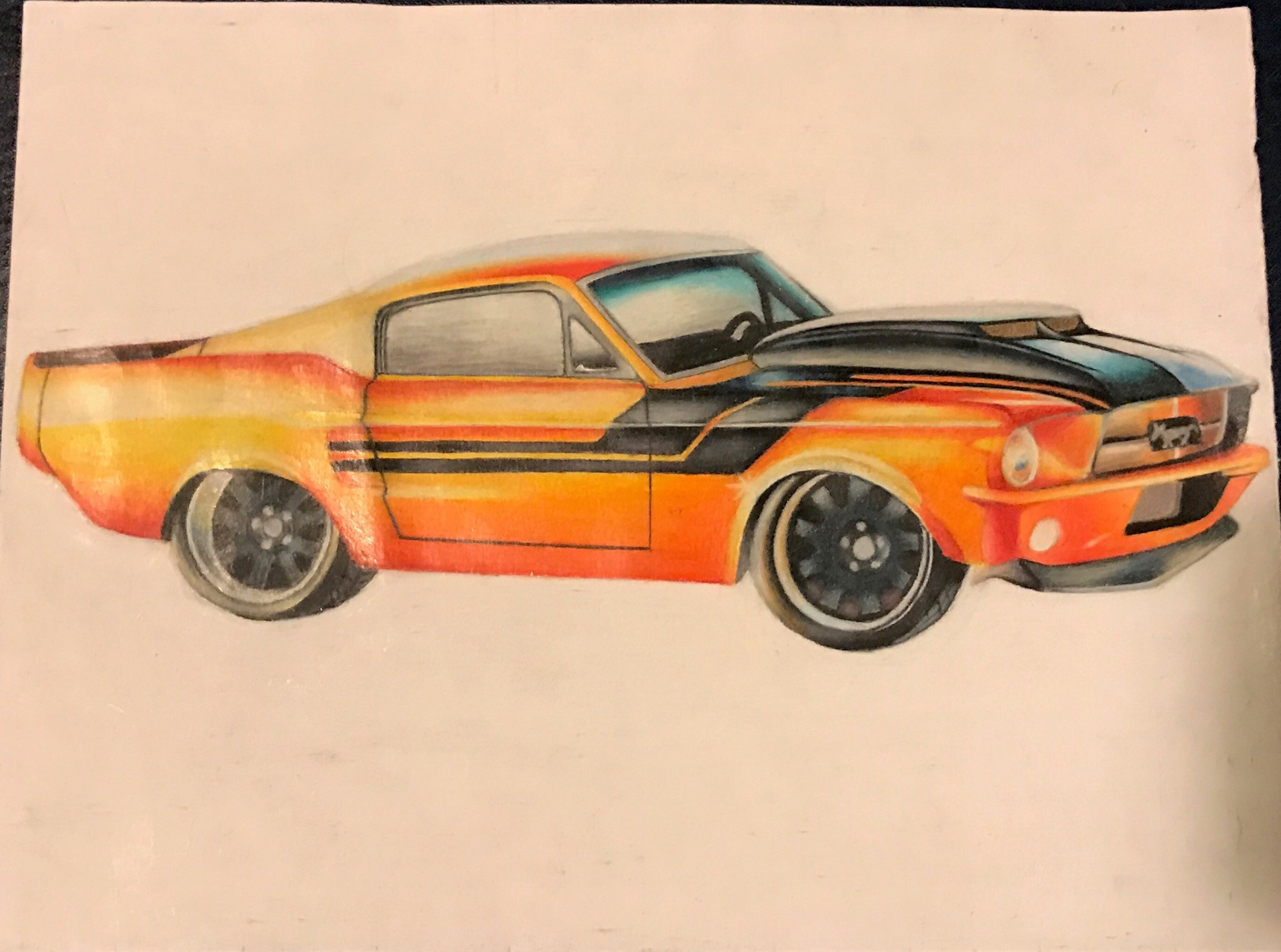 1969 Camaro Fastback drawn with Prisma Color Oil Colored Pencils.
