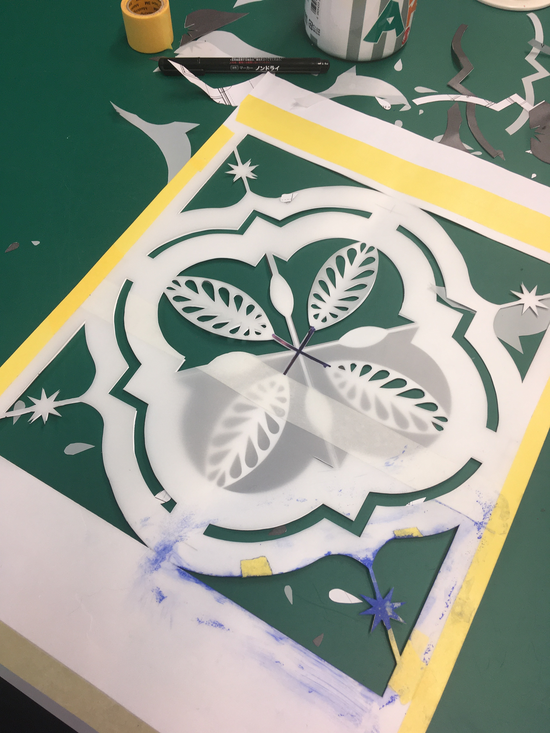 Cutting out the stencil