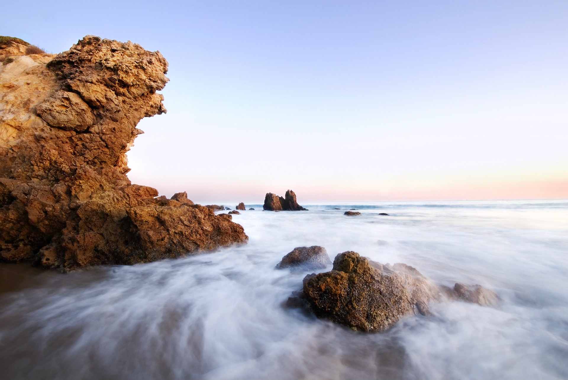 Rocks at Corona Del Mar Beach, California.