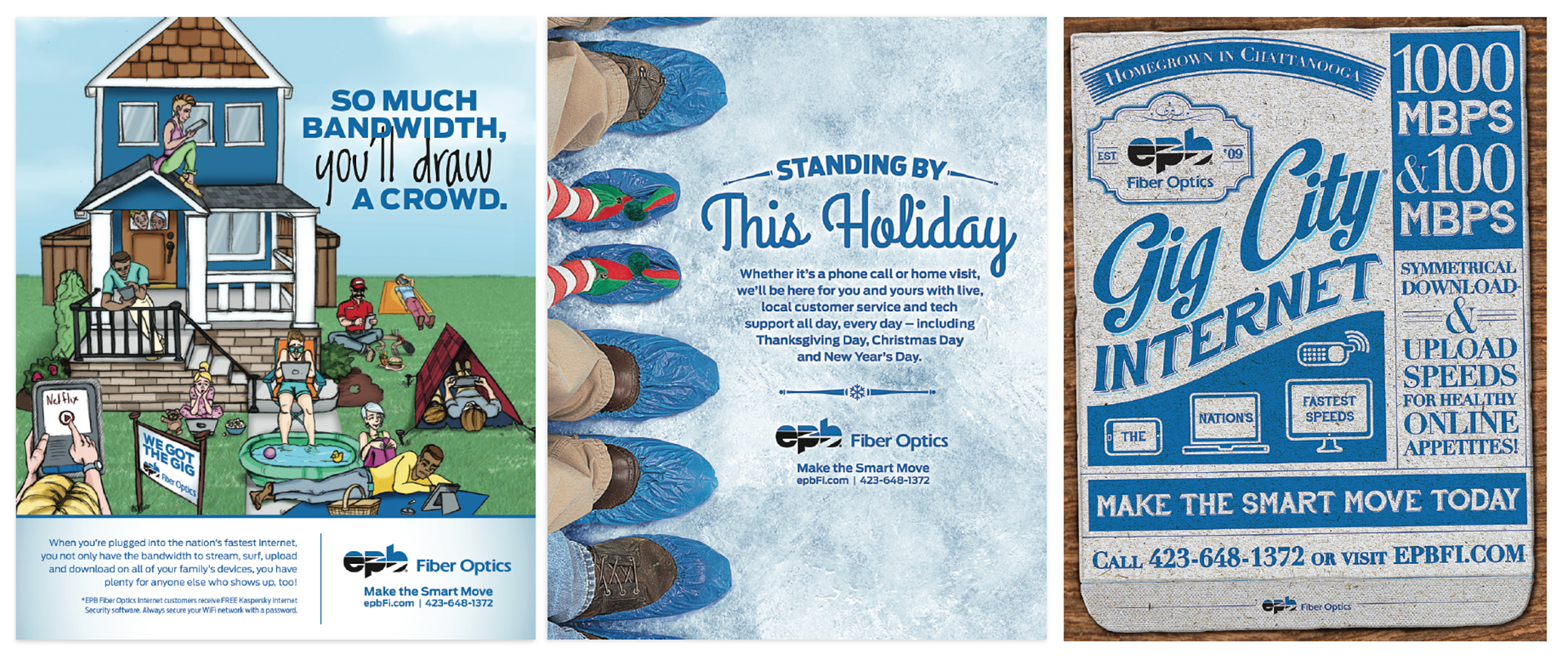 1. Illustrated Print Ad.  2. Photoshoot then Photoshopped Ad.  3. Typography Ad.