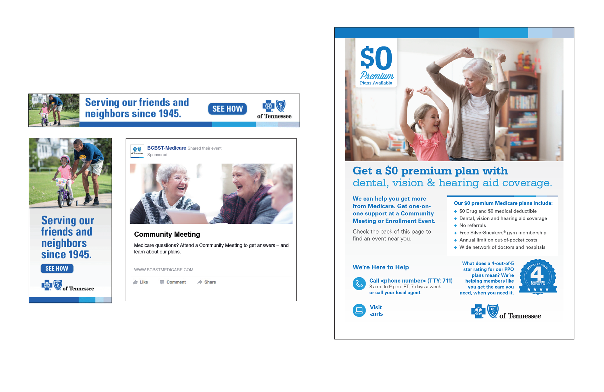 BCBST Display, Social and Print Ads.