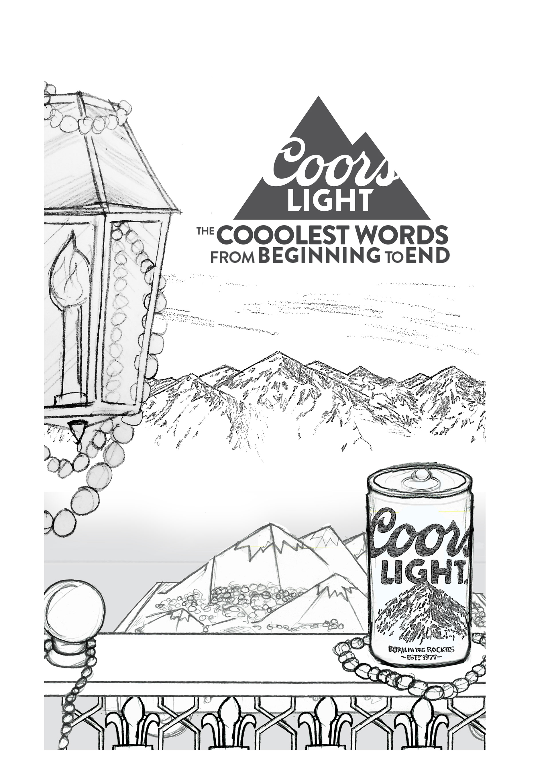 Coors Light Pencil Comp for Mardi Gras Campaign.